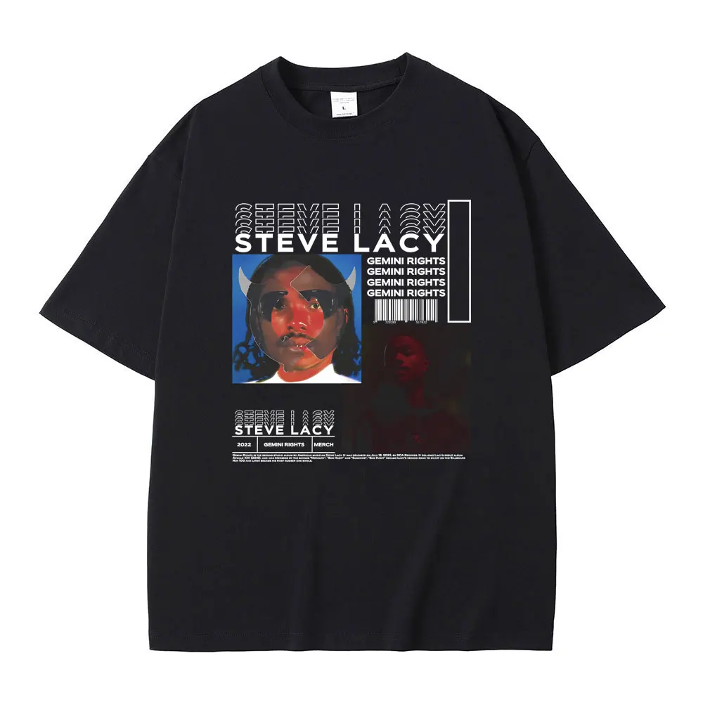 

Rapper Steve Lacy Gemini Rights Album Cover Graphic Print Tshirt Men Women Hip Hop Oversized T-shirts Men's Vintage Streetwear