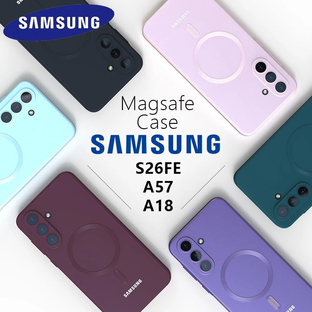 Für Samsung Galaxy S26 FE A57 A18 Magsafe Hülle S26 S25 S24 S23 S22 Ultra Plus FE A37 A17 A56 A55 Weiche Silikon-Handyrückseite