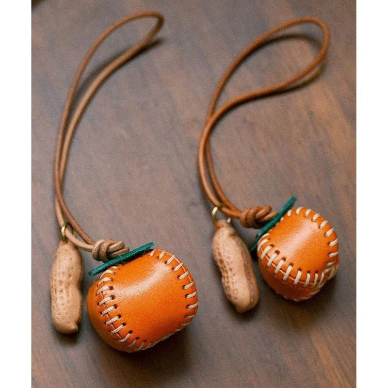 Persimmon Charm Oil Wax Leather Fashion High-end Tomato Keychain Decoration Pendant Good Things Come To Pair Bag Accessories