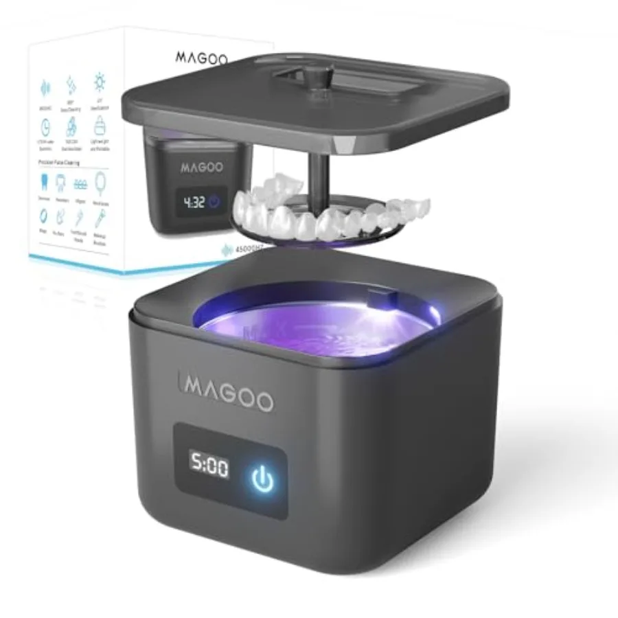 Máquina Limpiadora Ultrasónica para Retenedores, Alineadores, Protectores Bucales, Dentaduras Postizas, Protectores Dentales, Cabezales de Cepillo de Dientes, 45kHz, 200ML, Doble Modo