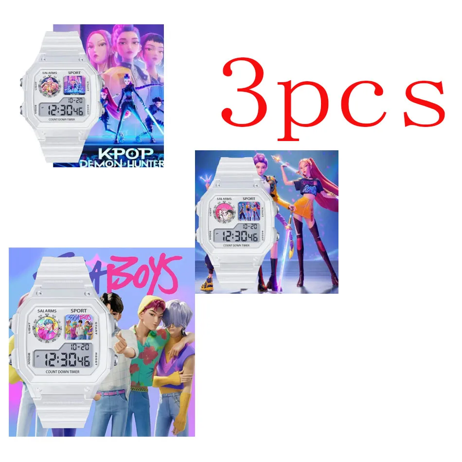 2026*K-POP Demon Hunters Jam Tangan Olahraga Jam Tangan Digital Anime Jam Tangan Multifungsi Tahan Air Jam Tangan Silikon Elektronik Hadiah