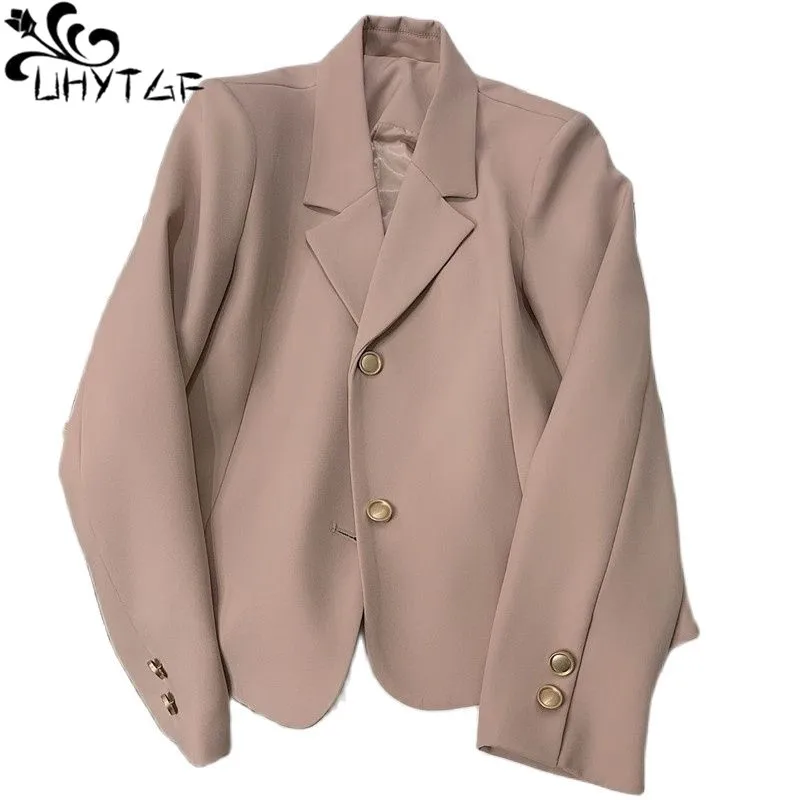 

Elegant Long Sleeve Blazer Coat Women Solid Color Turn-Down Collar Womens Jacket Autumn Casual Korean Office Female Blazers 2705