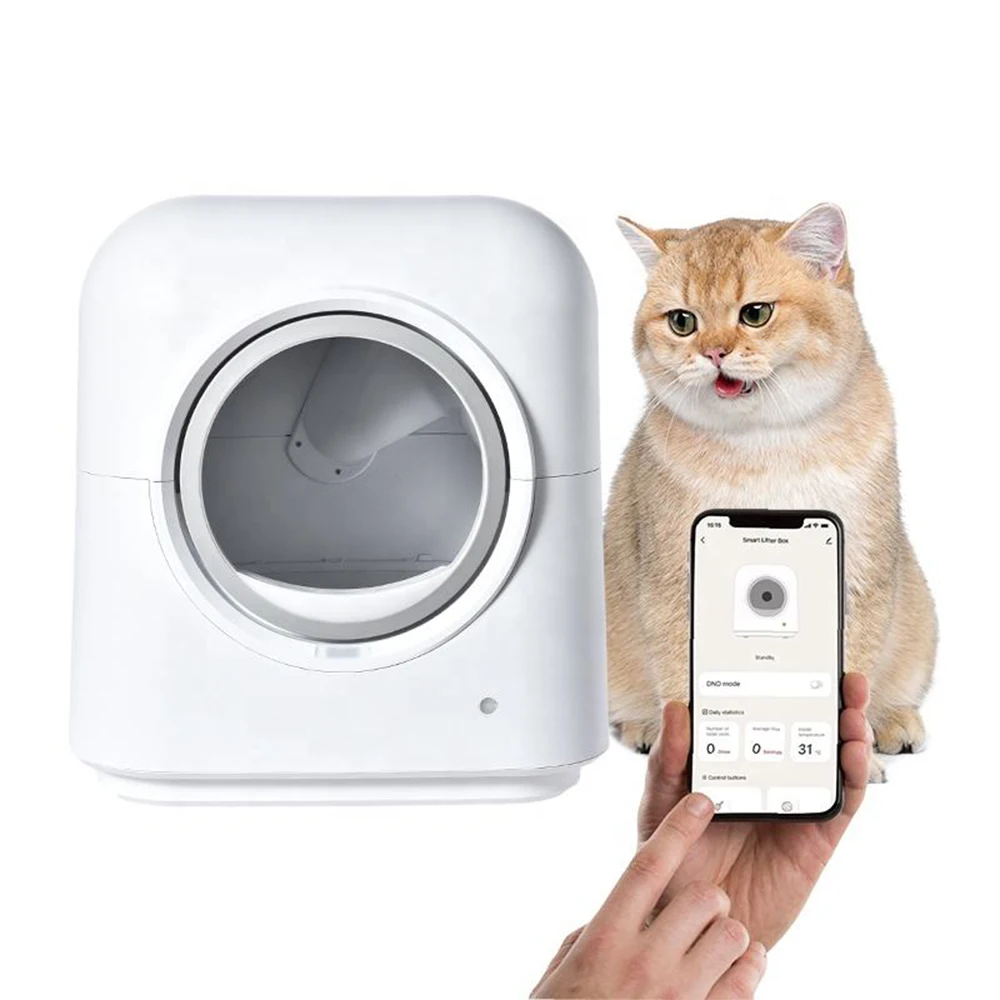 Pet Electronic Products High Capacity 60l Weight Record Smart Automatic Low Noise Motor App Control Self-Cleaning Cat Litter Box