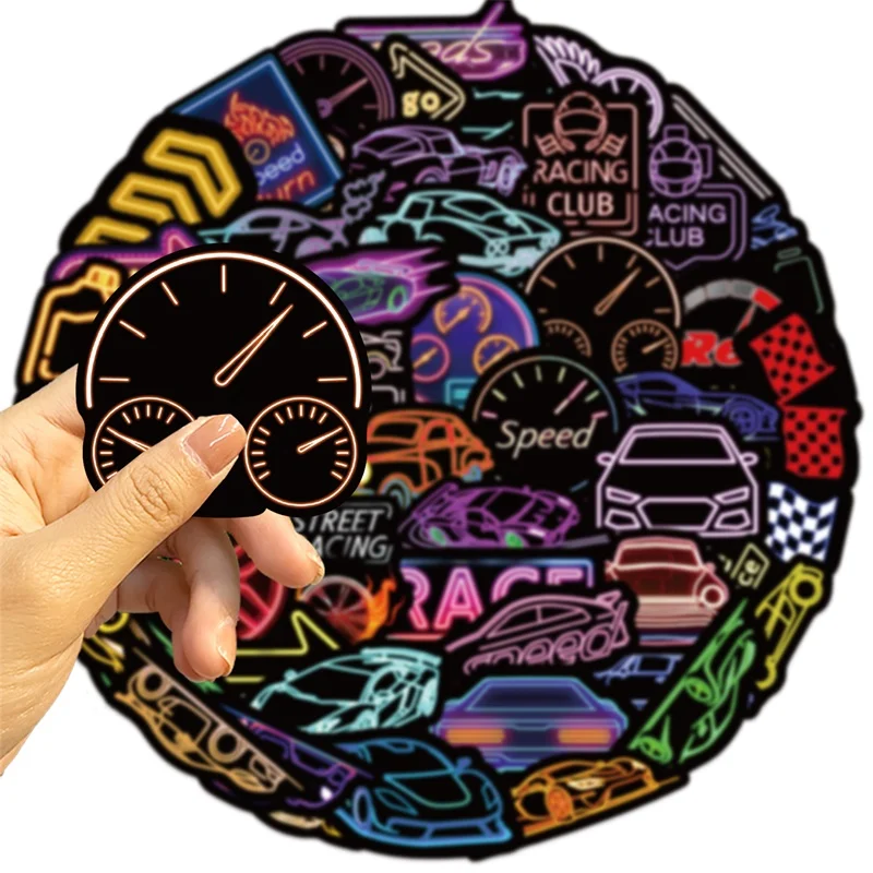 10/30/50 قطعة Kawaii النيون سيارة لزجة بولي كلوريد الفينيل ملصق الجمالية القرطاسية DIY بها بنفسك الديكور سكرابوكينغ لوازم الأطفال #2