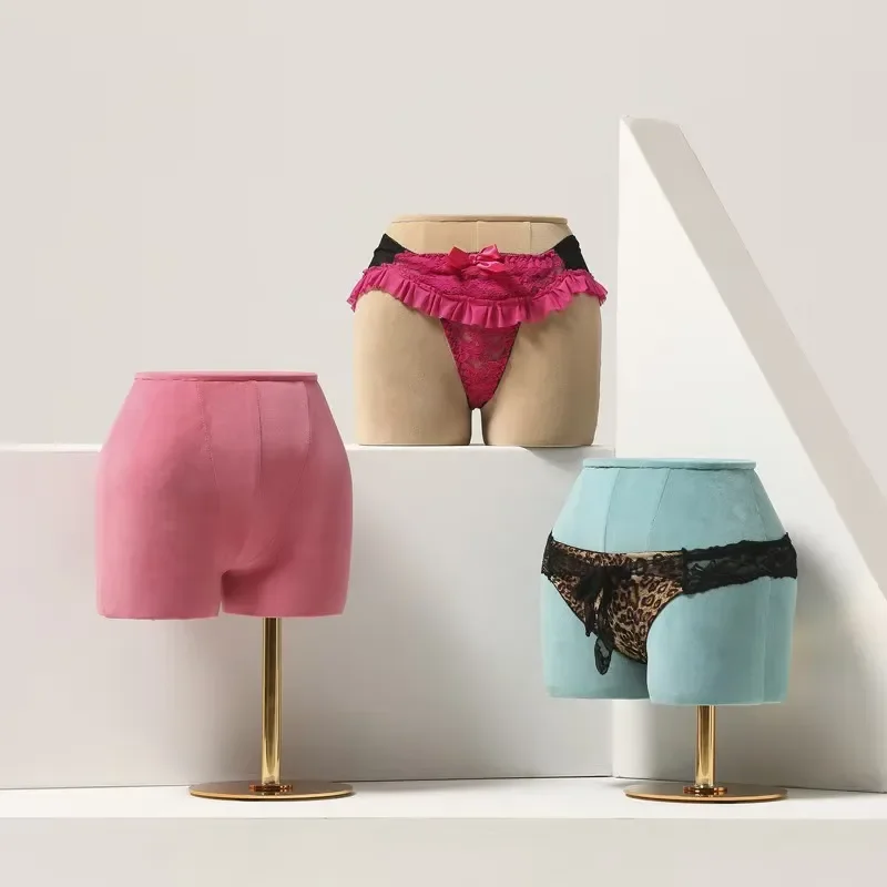 Velvet Half Body Leg Mannequin for Underwear Display Hip Model Pants Table Mold Window Showcase Cloth Covered Lower Torso