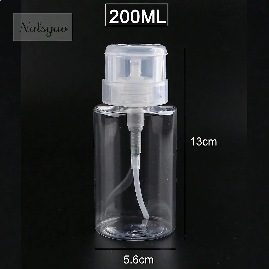 200ML Empty Pump Bottle for Liquid Nail Polish Remover Refillable Dispenser Manicure Container Cleaner
