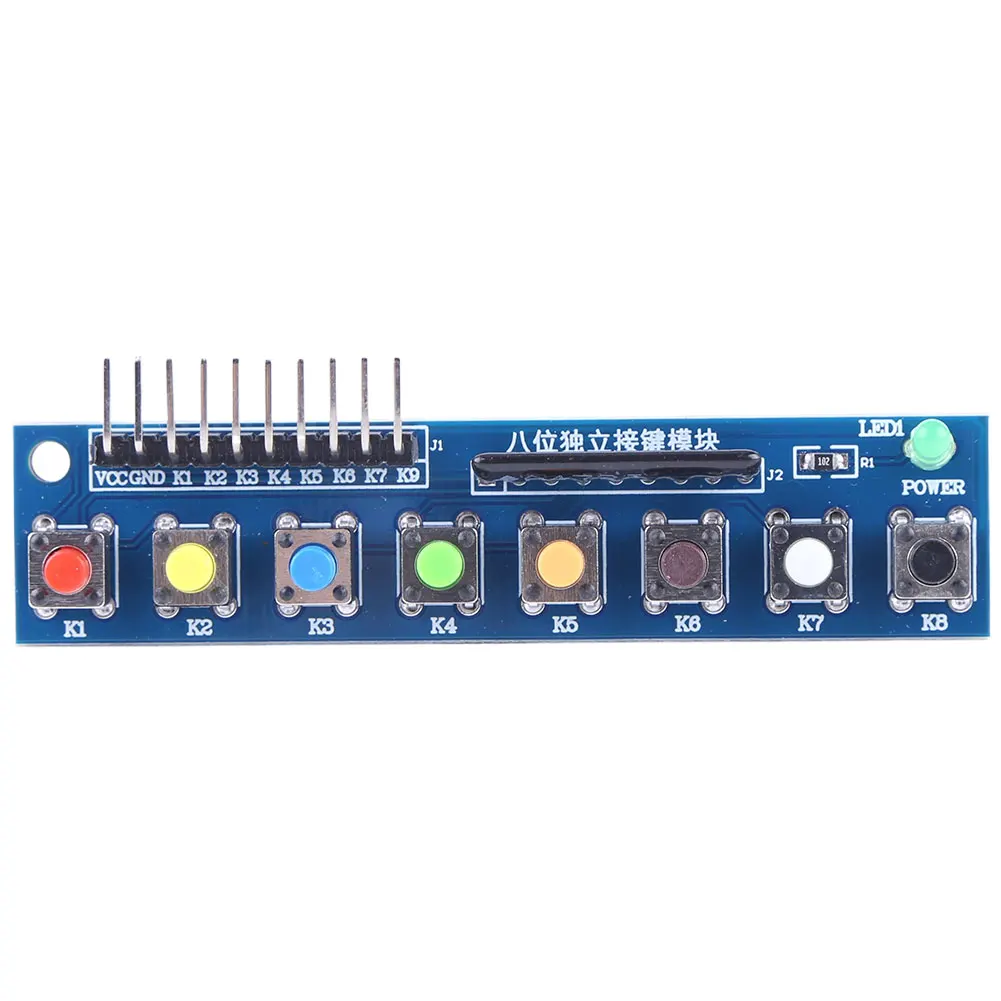 8 Independent Key Button Touch Button Module with LED Indicator Keyboard Module Keypad Module for Arduino ARM Raspberry Pi