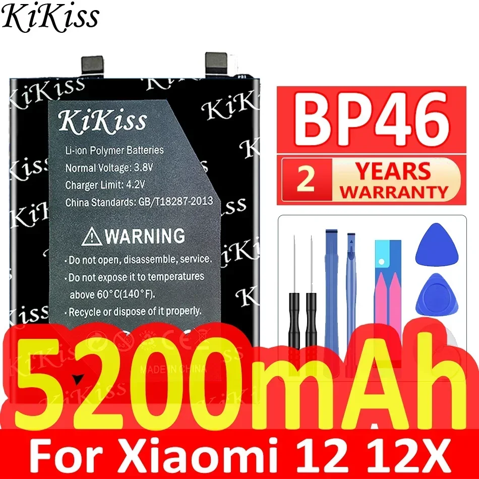 

5200mAh KiKiss Powerful Battery BP46 BP 46 For Xiaomi 12 12X For Xiaomi12 Mobile Phone Batteries