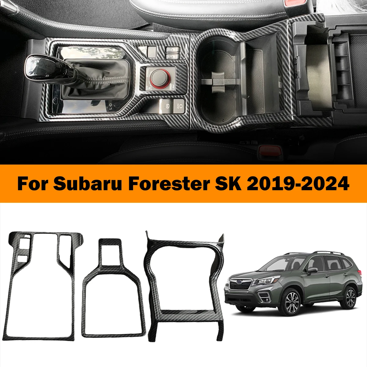 

Car Front Water Cup Holder Decoration Cover Gear Shift Panel For Subaru Forester SK 2019-2024 Interior Mouldings Accessories