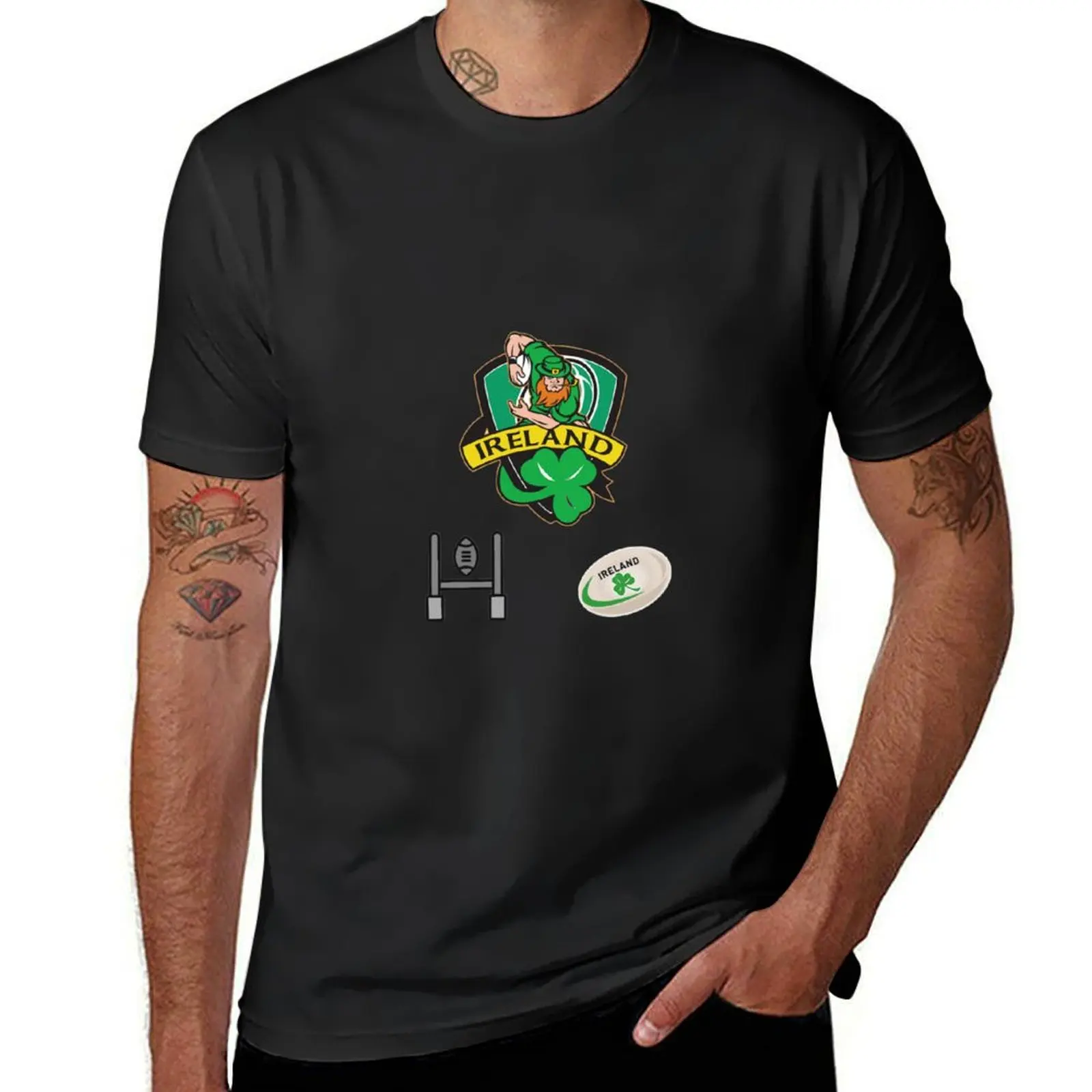 Green Island design focused on rugby T-Shirt quick drying boys animal print graphics sweat mens graphic t-shirts anime