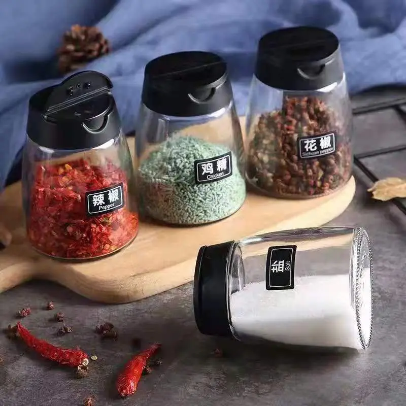 مساحيق توابل السكر الملح، حاوية بهار، زجاجة مزدوجة الوجه، غطاء فراشة، جرة توابل مقاومة للغبار، سعة كبيرة