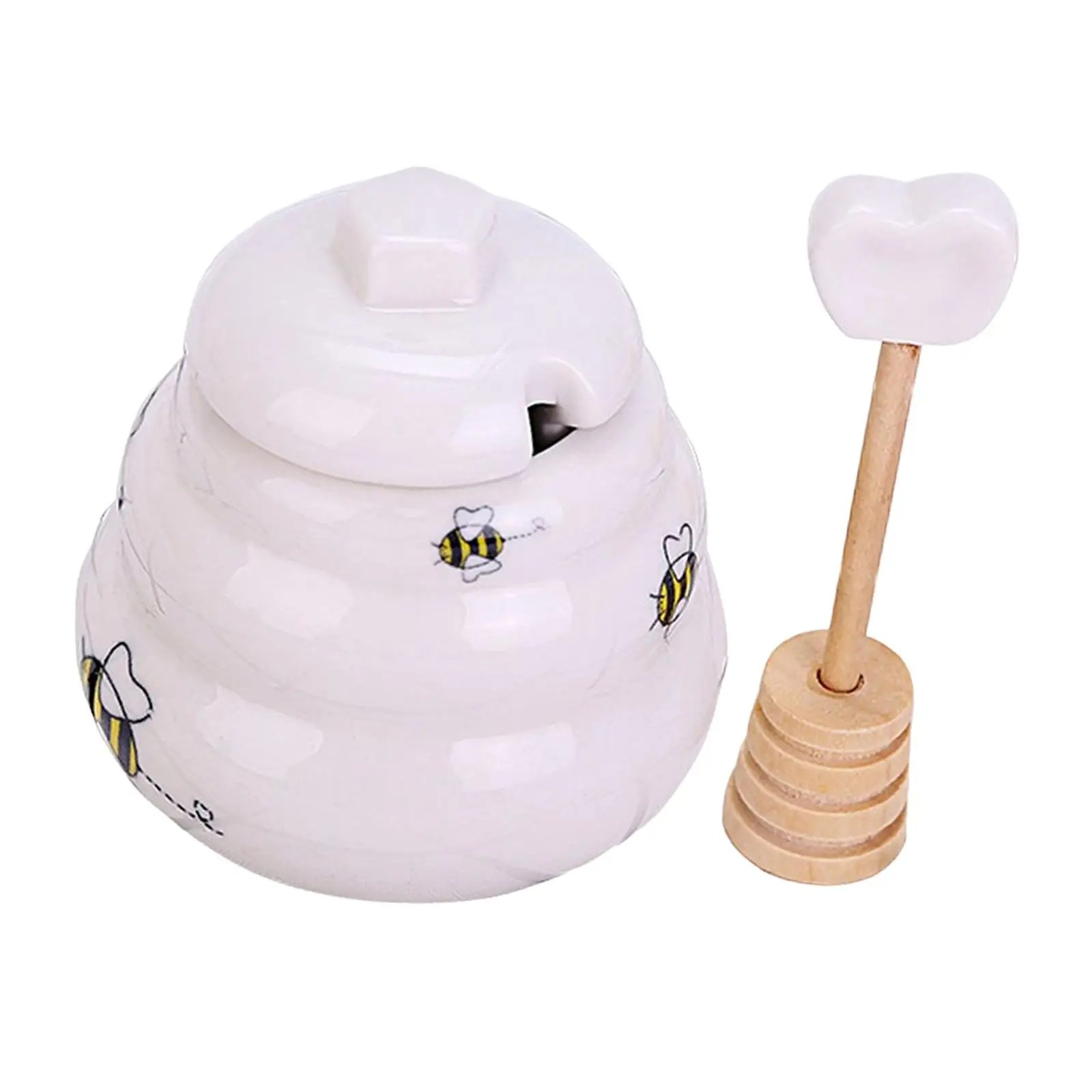 Ceramic Honey Pot Accessories Storage Containers with Lid Food Dispenser Multifunctional for Tea party Decor Coffee