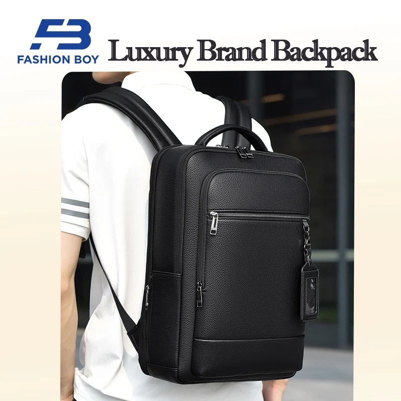 [FASHION BOY] Black Business Luxury Designer Backpacks High Capacity Computer Bags Waterproof Double Main Pocket Travel Bag