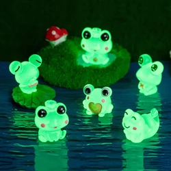 6PCS DIY decorative figurines Gift Luminous Frogs Fairy Garden Decoration Miniature Frog Figurines Glow At Night Home Decor