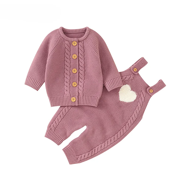 Winter Casual Long Sleeves Sweaters Jackets+Rompers Outfits Sets for Newborn Infant Kids Boys Girls Costumes Autumn Baby Clothes