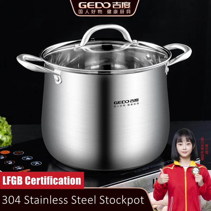 24cm Diameter 304 Stainless Steel Saucepot LFGB Certification Stewpot Ultra Thick Stockpot Integrated Molding Kitchen Boil Pot
