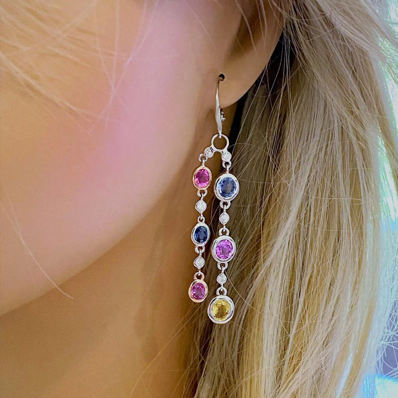 

Special Sale New Colorful Gemstone Long Earrings European And American Fashion Versatile Women's Jewelry