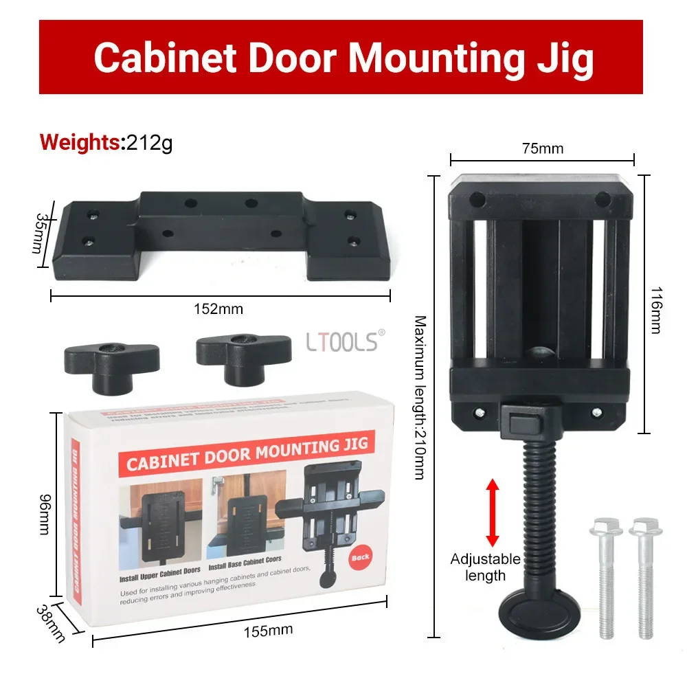 Versatile Floor Cabinet Door Mounting Jig Cabinet Door Installation Positioner with Adjustable Handle Practical Woodworking Tool