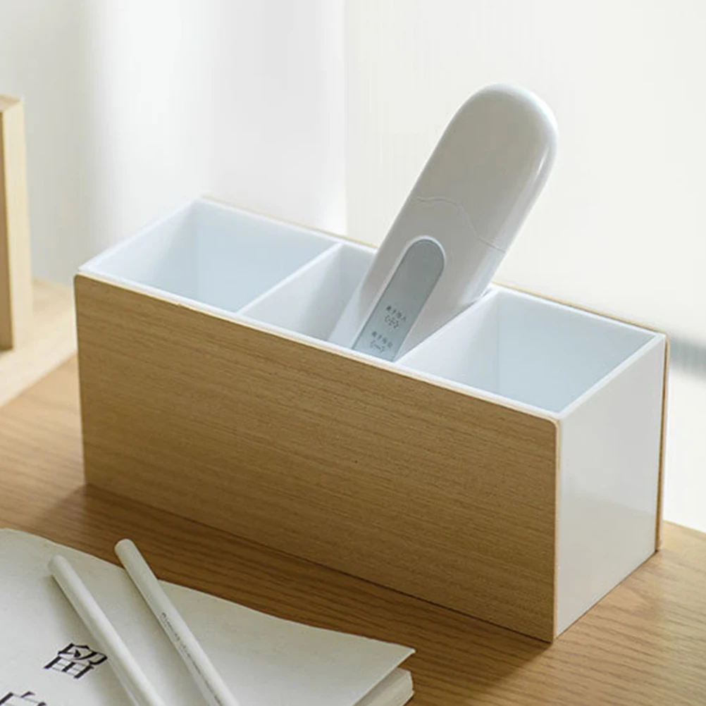 

Wooden Desktop Storage Organizer Multi Compartment Pen Case Remote Control Holder Office Household Table Organizer for Home