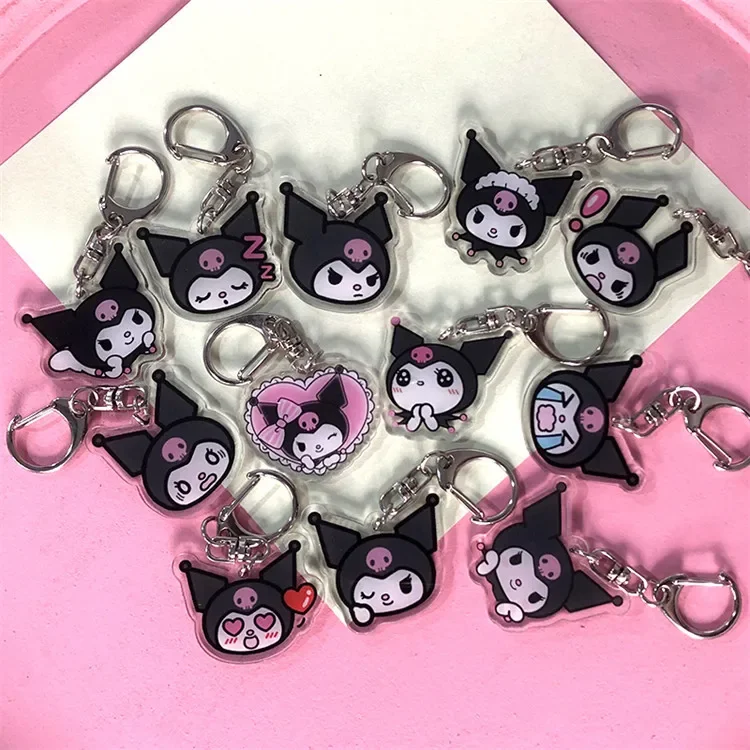 Sanurgente-Porte-clés en acrylique Hello Kitty, figurines d\'anime, pendentif de dessin animé, porte-clés Cosplay, accessoires cadeaux