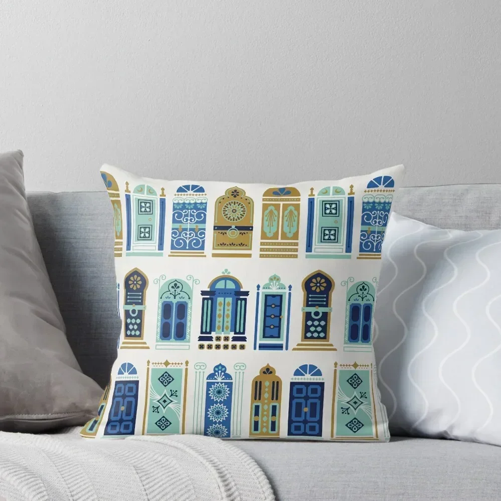 

Moroccan Doors – Blue & Gold Palette Throw Pillow Cushions Home Decor Covers For Sofas pillow