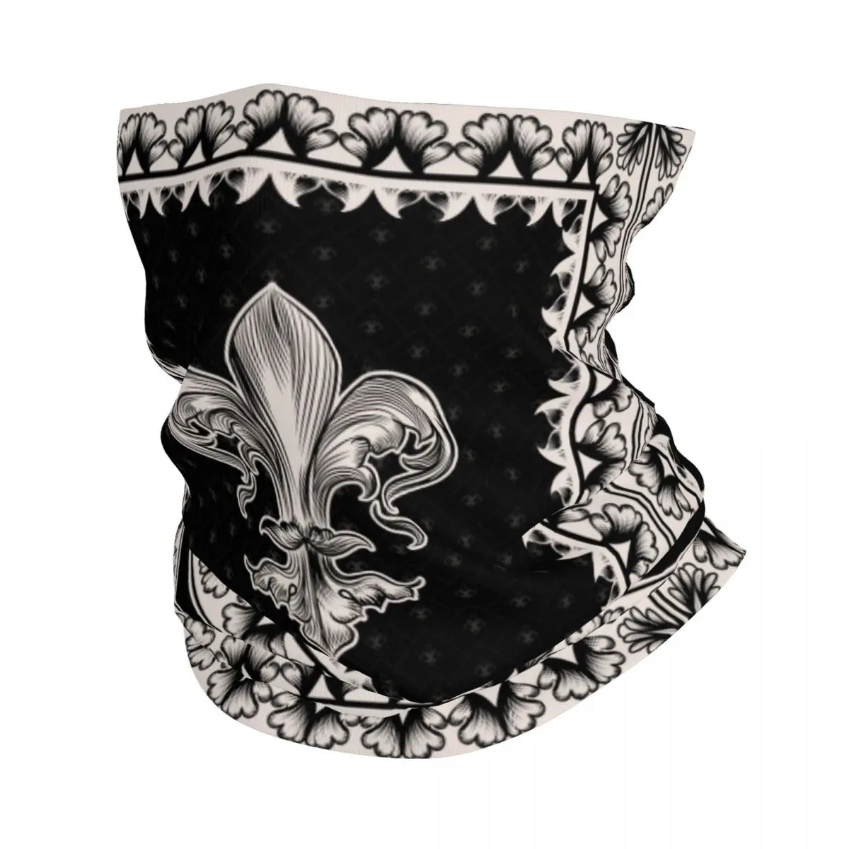 Custom Elegant Lily Flower Fleur De Lis Bandana Neck Warmer Men Women Winter Hiking Ski Scarf Gaiter Fleur-De-Lys Face Cover