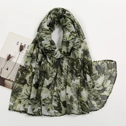 Hijab de viscosa de algodón estampado para mujer, bufanda musulmana, chal largo, Bandana, Foulard, turbante islámico, diadema, envoltura Floral, pañuelo para la cabeza, nuevo