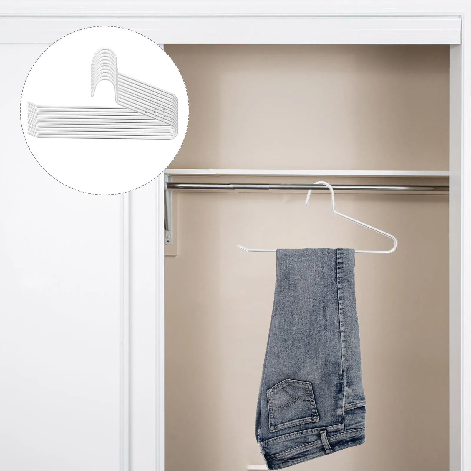 

10pcs Aluminum Alloy Pants Hangers Non-Slip Space Saving Jean Hangers For Closet Trousers Organizer Clothes Storage Tools