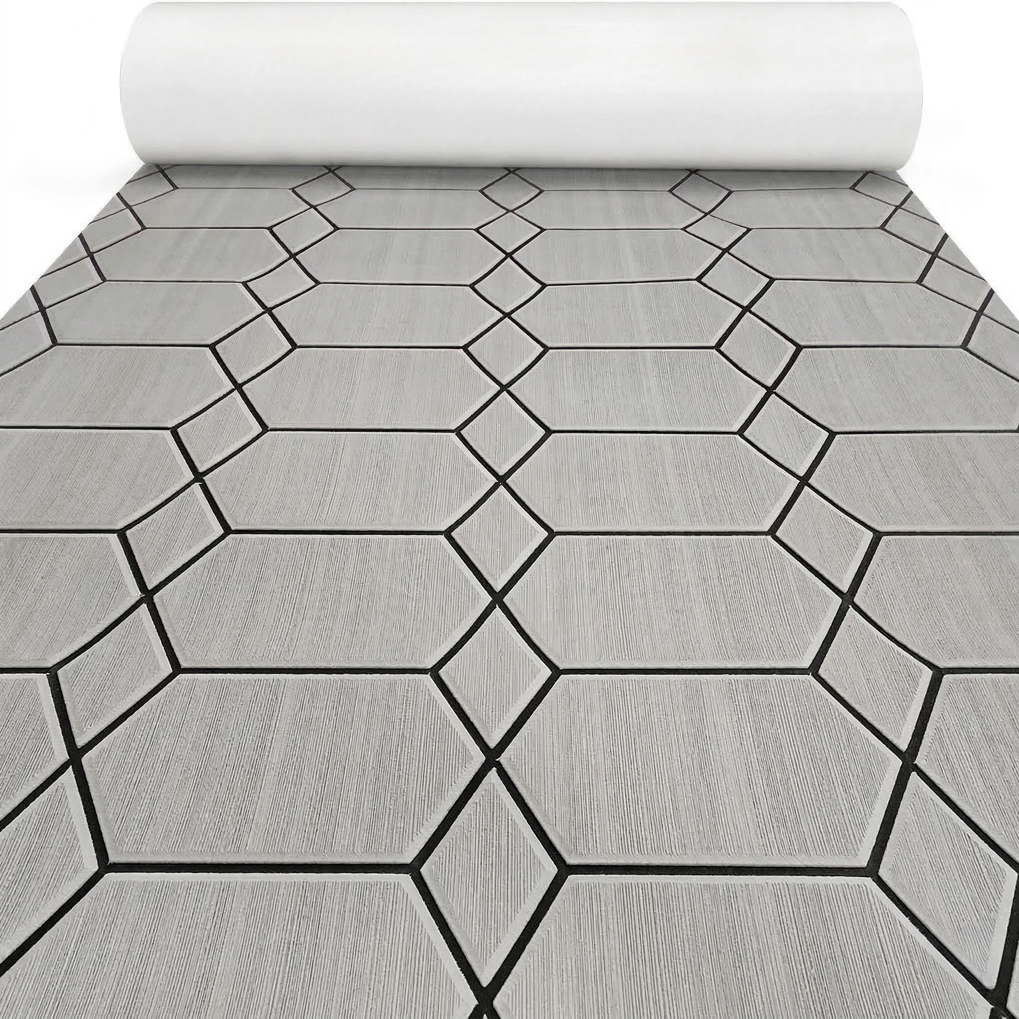 

2400x1200mm Large Hexagon EVA Foam Boat Decking Non-Slip Marine Flooring Mat Faux Teak Sheet Self-adhesive Marine Yacht Deck Pad