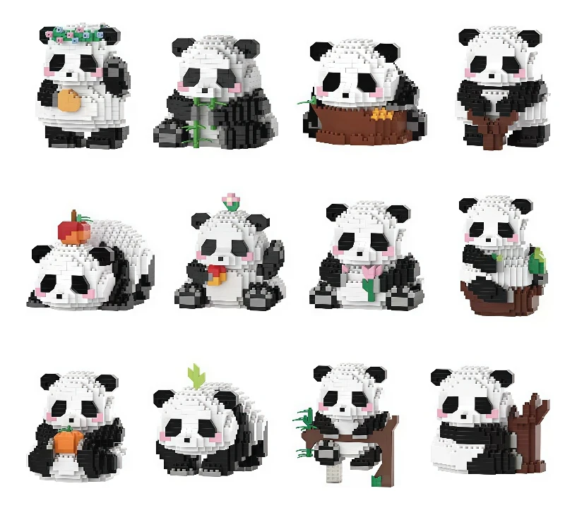 

Cute Panda Micro Building Blocks Set Creative 3D Model Gift MOC Kit Christmas Decoration Kids Toys