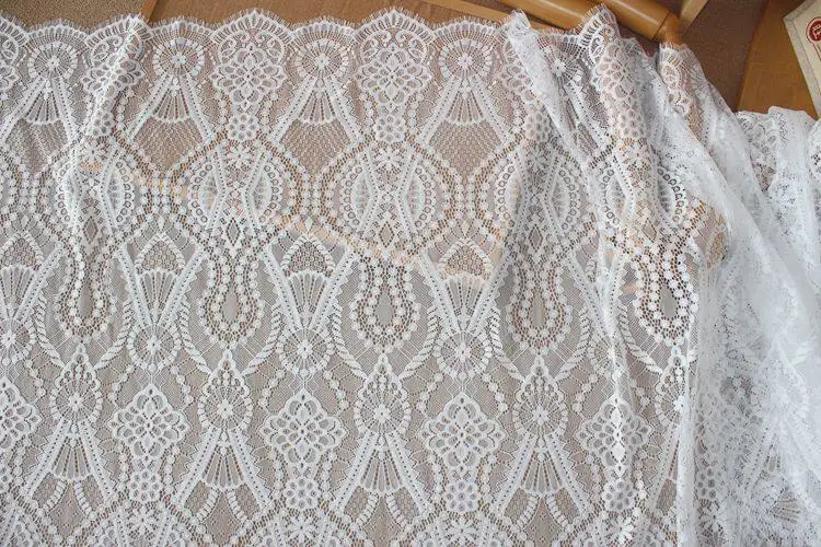 Premium 1.5 - meter - wide pressed yarn eyelash lace for DIY wedding dresses clothing materials a great option for dressmaking