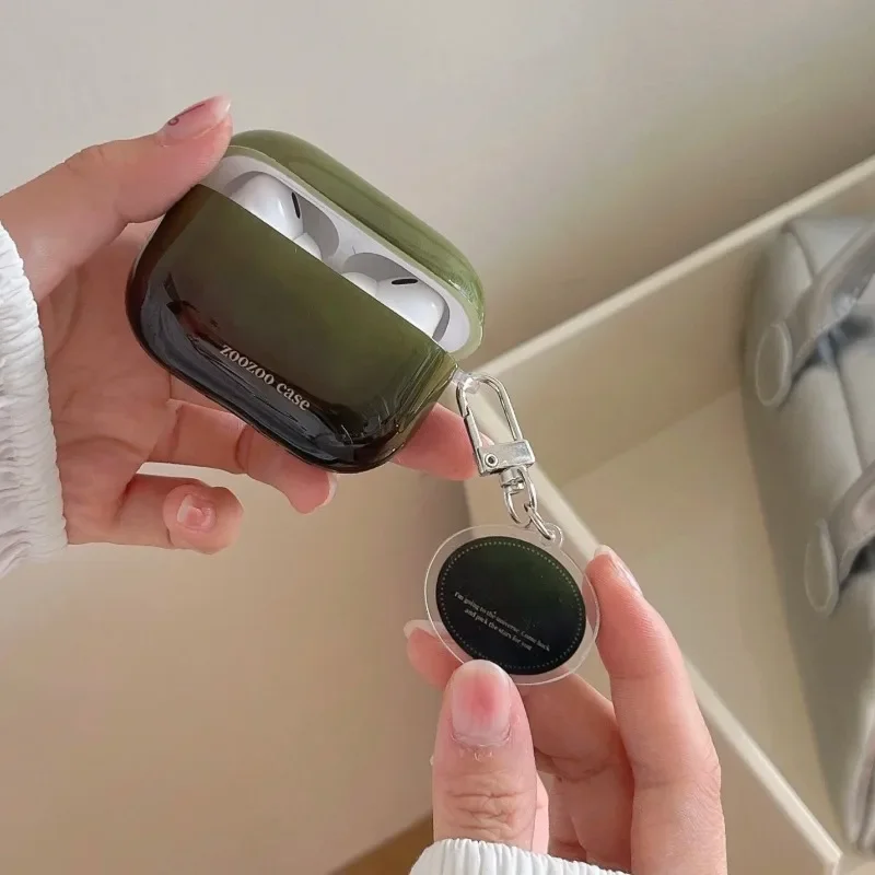 حافظة سماعة الرأس باللون الأخضر الداكن لأجهزة Apple لأجهزة Airpods 4 واقي قلادة لطيف Fundas لأجهزة airpod 1 2 pro2nd 3 pro سلكي بسيط