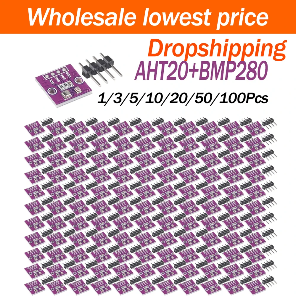 10/20/50/100Pcs AHT20+BMP280 Temperature Humidity Air Pressure Module High‑Precision Digital Barometric Pressure Sensor DIY
