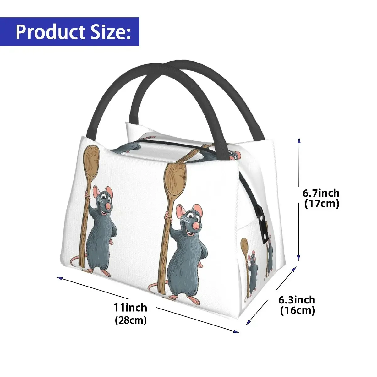 Remy From Ratatouille Lunch Bags Insulated Bento Box Lunch Tote Picnic Bags Cooler Thermal Bag for Woman Children School