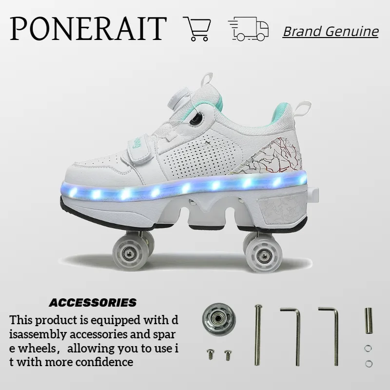 Boys Girls Roller Shoes USB Charging LED Light Up Children Roller Skate Casual Skateboarding Shoes Sports Shoes Kids Skates