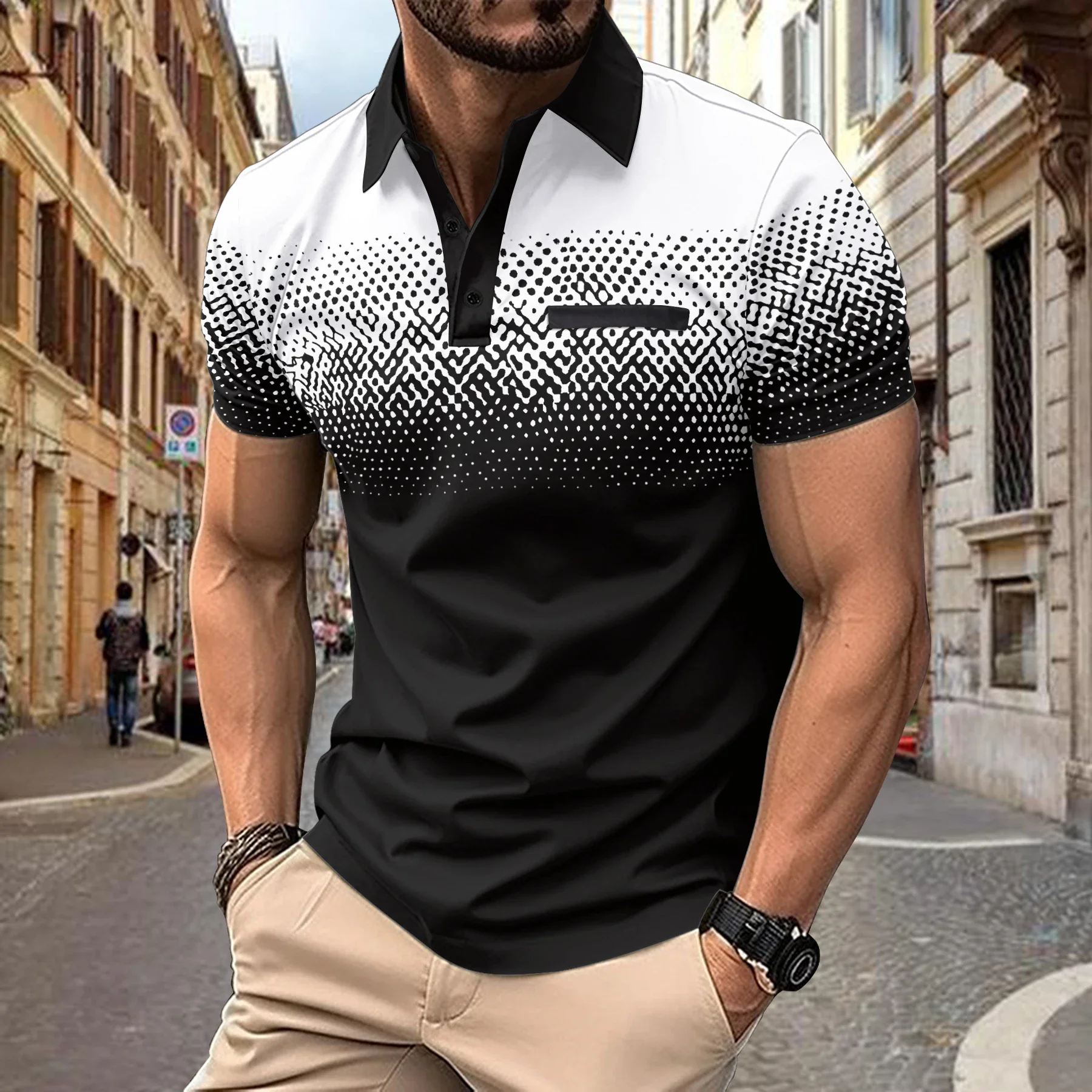 Nuovo stile moda uomo estate gradiente t-shirt a maniche corte sport Outdoor fitness casual slim fit camicia da uomo POLO