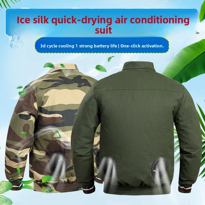 

Summer Ice Silk Quick-drying Air Conditioner Clothes Men's Fan Clothes Cooling Work Clothes Heatproof Construction Refrigeration
