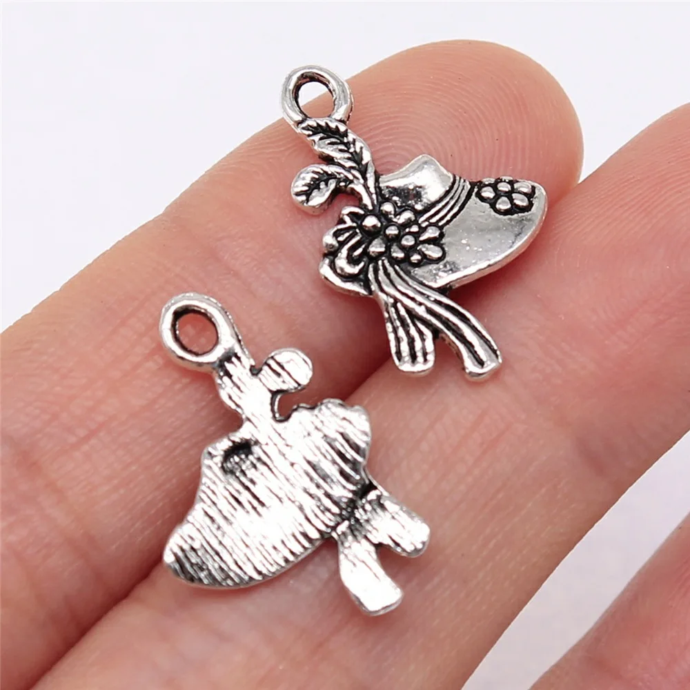 WYSIWYG 10pcs 22x14mm Antique Silver Color Hat Charms Pendant For DIY Jewelry Making Handmade Jewelry Craft Findings