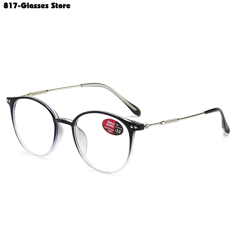 Retro Round Myopia Glasses Women Men Vintage Finished Ladies Eyewear Finished Prescription Eyeglasses 0 -0.5 -0.75 To -6.0