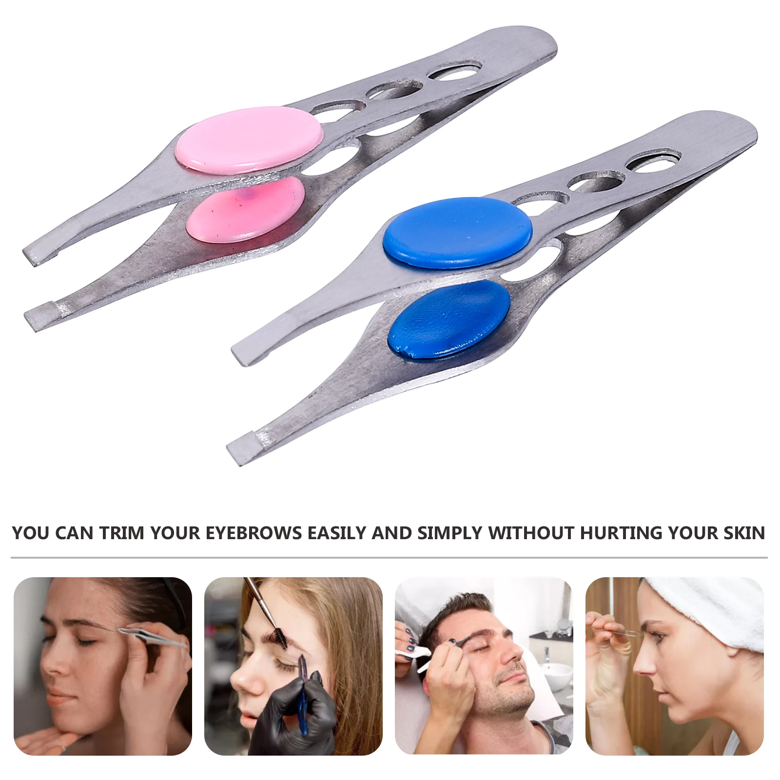 

4pcs Stainless Steel Eyebrow Tweezers Creative Makeup Tweezer Clamps Assorted Colors Strong Durable High Adhesion Tight Bite