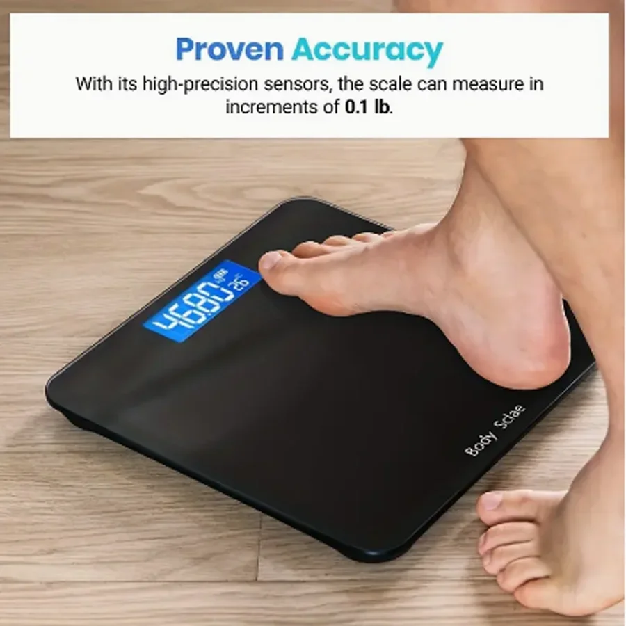 1pc Ultra Slim Digital Bathroom Scale - Accurate Body Weight Scale For Gym Yoga Studio And Home-Large Backlit Display