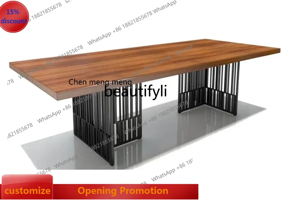 

Новый стиль, минималистичный длинный стол для конференций из цельного дерева, простой большой стол для переговоров, верстак, современный легкий роскошный обеденный стол