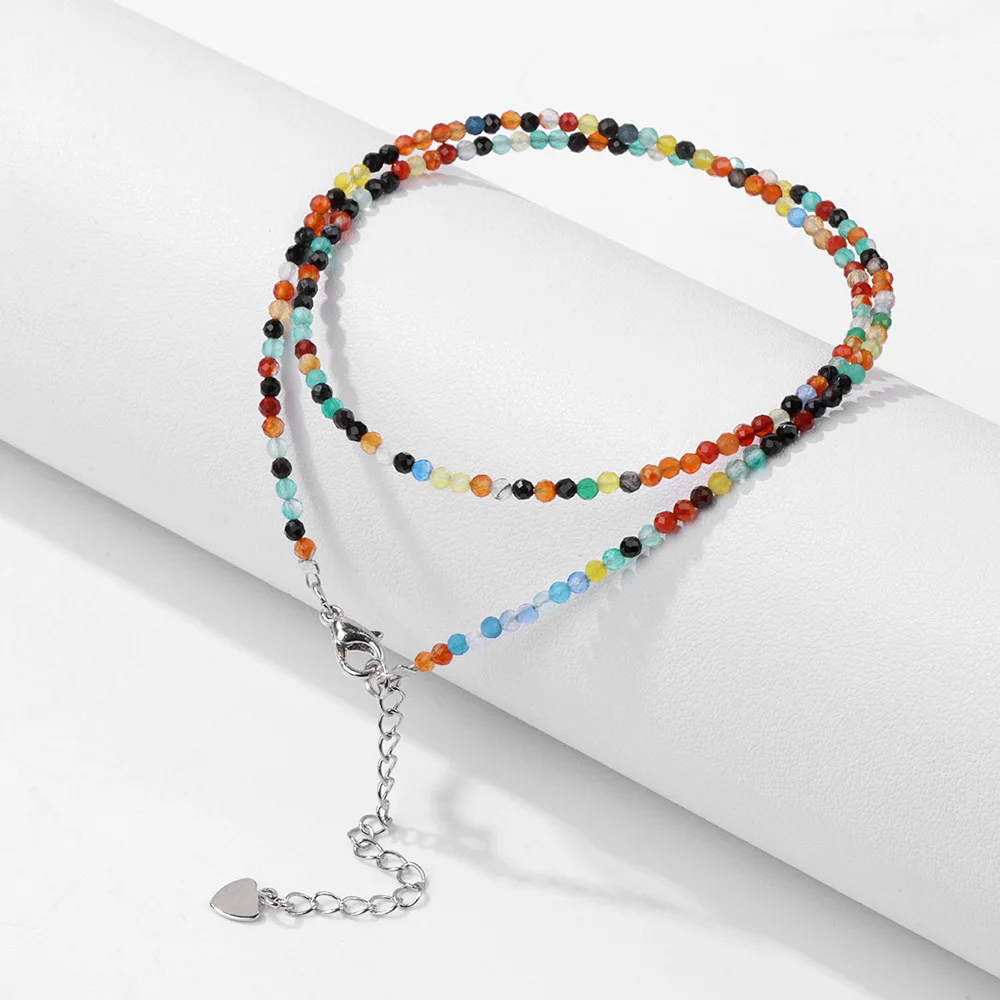 Mini-Stein-Perlen-Halskette, 2 mm, facettierte natürliche Achat-Quarz-Halsketten, weibliche Mode, Party-Halsband für Frauen und Mädchen, Schmuck, Geschenk – Detail 7