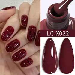 LILYCUTE Wine Red Gel Nail Polish Semi Permanent UV Gel Solid Color Gel Polish Nail Supplies For Manicure Nail Art Base Top Coat