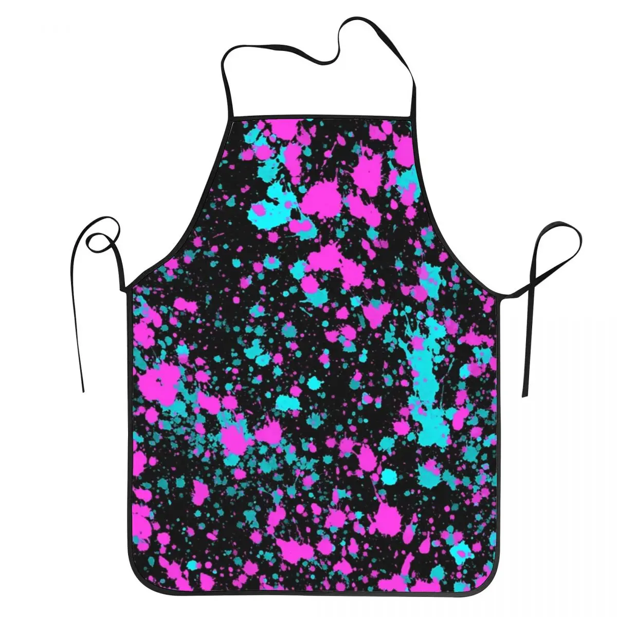 Colorful Neon Paint Splatters Bib Apron Women Men Unisex Kitchen Chef Artist Graffiti Art Tablier Cuisine for Cooking Baking