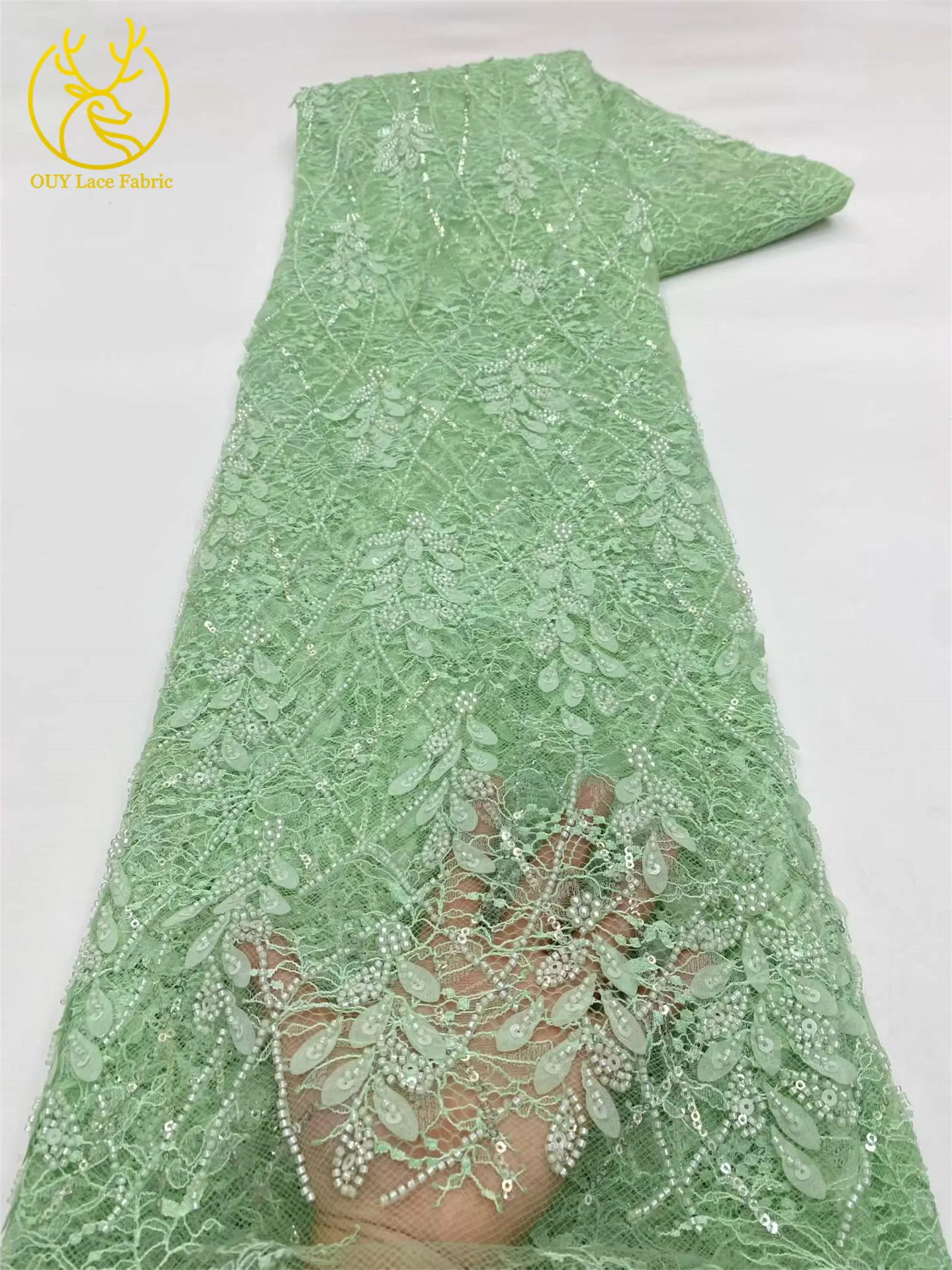 Eleganter Afrikanischer Pailletten-Perlen-Spitzenstoff 2026 Hochwertige Nigerianische Hochzeitskleid-Spitze Bestickte Französische Tüllspitze – Detail 20