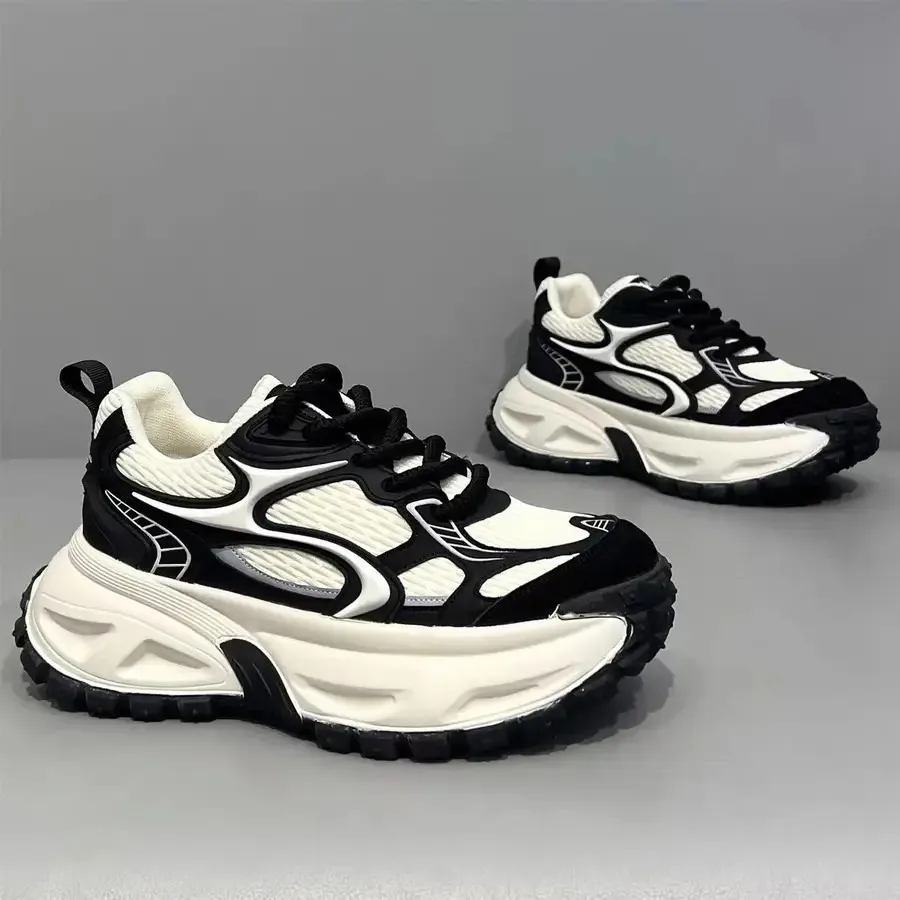 

Новые мужские повседневные спортивные кроссовки на толстой подошве для весны и осени, с высококачественным верхом, подошвой из ПВХ, на шнуровке, низкий профиль