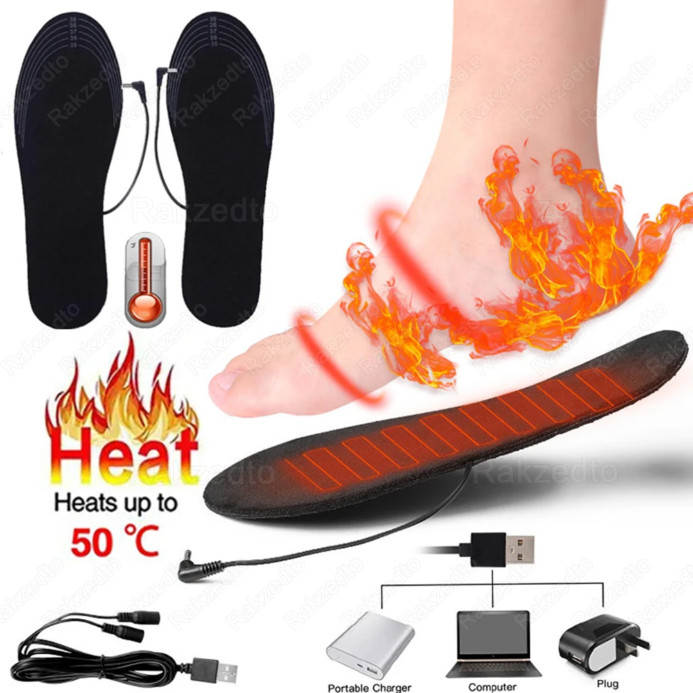 

USB Heated Insoles for Shoes Men Woman Foot Warmer Electrically Heating Insole Warm Washable Thermal Shoe Pads for Sneakers