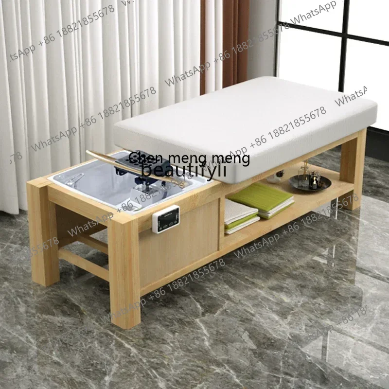 

Circulation Shampoo Chair Barber Shop Flat Multi-Functional Solid Wood Beauty Ear Cleaning Bedside Therapy Flushing Bed