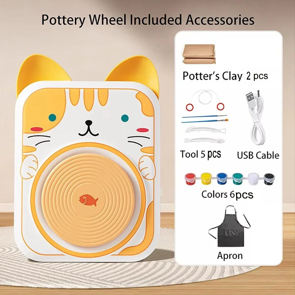 عجلة الفخار الصغيرة آلة الفخار الكهربائية للأطفال اليدوية الطين القرص الدوار آلة صب السيراميك DIY المواد ومجموعة الأدوات #6